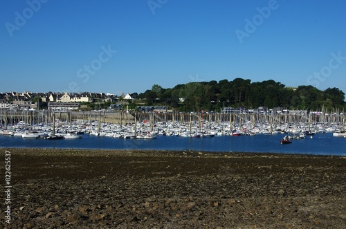 Marina of St Malo at low tide in Brittany in France, Europe
