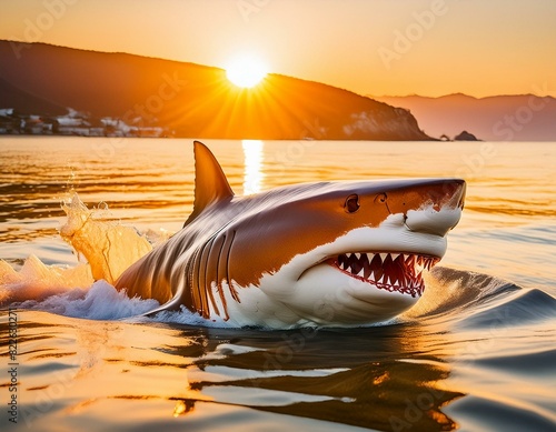 photograph of a great white shark in the ocean