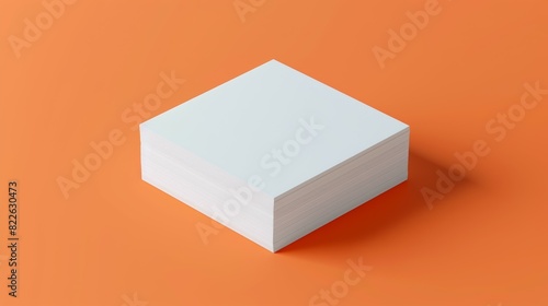 A white square is on a red background, mockup