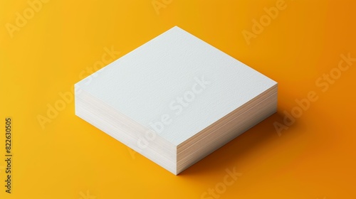A white square is on a yellow background, mockup