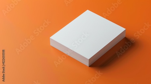 A white square is on a red background, mockup