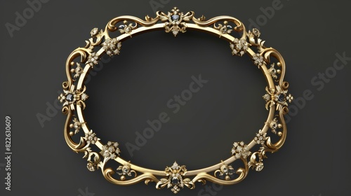 A gold and black framed piece of jewelry