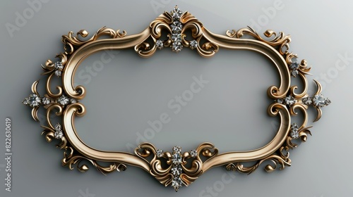 A gold frame with diamonds on it