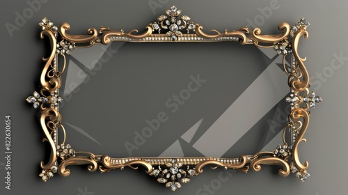 A gold framed glass frame with a diamond pattern