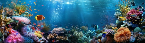 Fish that is swimming in the water. sealife background. Banner