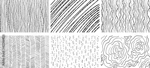 Set of geometric minimalistic black and white patterns. Modern wavy line stripes texture, texture pattern collection design. Vector
