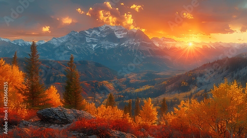 Majestic Mountain Range Sunset with Copy Spaces