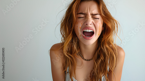 Woman screaming in despair because she feels frustration, anger or sadness 
