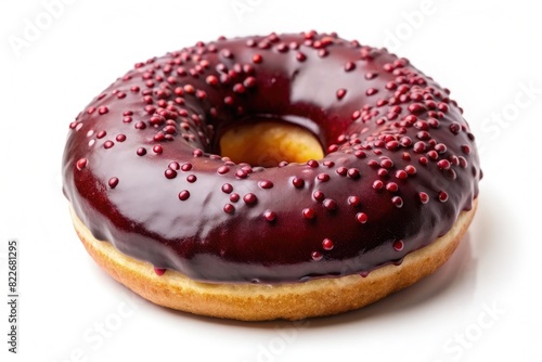 Dark Chocolate Donut With Red Sprinkles. Generative AI
