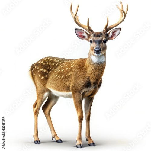 Deer Standing in Front of White Background. Generative AI