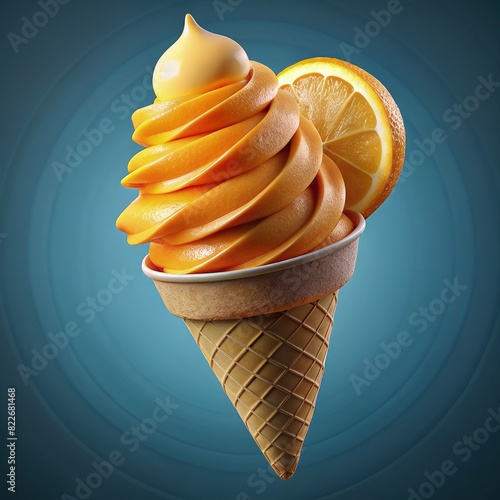 Ice Cream Cone With Orange Slices. Generative AI