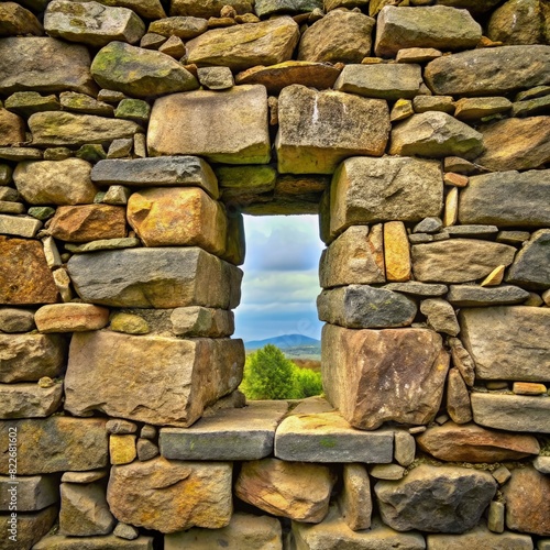 Stone Wall With Window. Generative AI