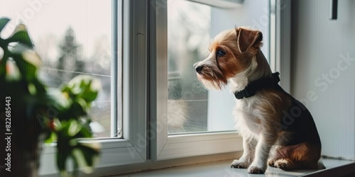 cute pets looking two owner small away dog standing searching legs indoors waiting window pet indoor home nobody jack russell beautiful happy friendship sad observe animal terrier remember look calm