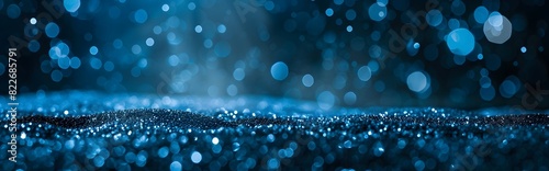 Magical Abstract Background with Blue Glitter Lights and Bokeh