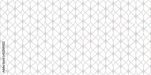 Vector mesh seamless pattern. Abstract graphic minimal background with thin wavy lines, delicate lattice, texture of lace, weaving, net. Subtle beige and white repeated design for decor, wallpaper