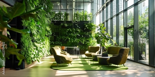 workplace office work business biophilic design image Green superlative
