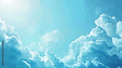 Luminous Blue Sky with Fluffy White Clouds - Ideal for Uplifting Designs