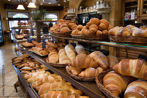 Artisan bakery with freshly baked bread croissants