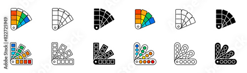 Palette colours icons. Swatch color paint icons set. Guide book, pantone vector icon set