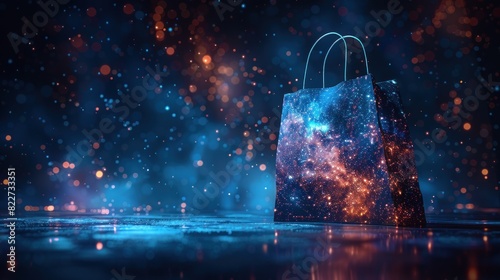 Abstract image of a paper bag in the form of a starry sky or space