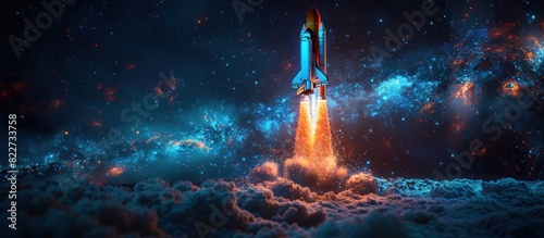 Abstract space shuttle launches into space