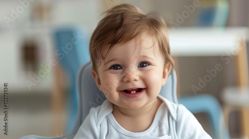 closeup portrait of smiling baby boy sitting in clinic room child healthcare and pediatrics concept photo 13