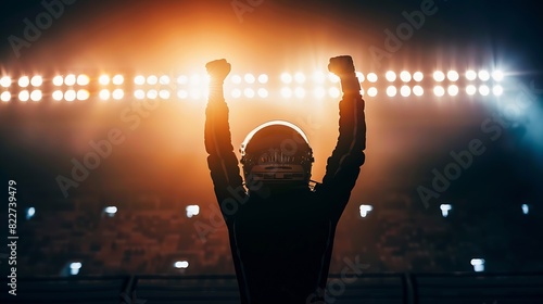 Silhouette of race car driver celebrating the win in a race against bright stadium lights 100 FPS slow motion shot : Generative AI