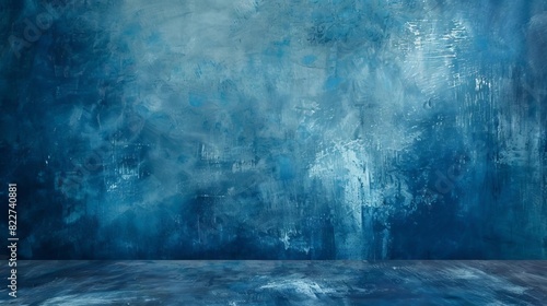 dramatic blue modulations on traditional painted canvas or muslin fabric studio backdrop