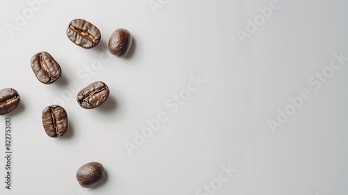 Coffee beans levitate on a white background : Generative AI