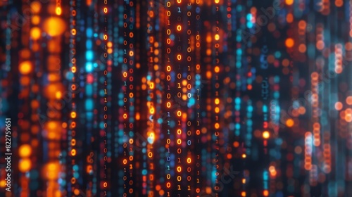 futuristic matrix code visualization with glowing binary data flow abstract 4k rendering