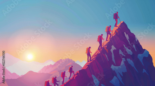 Group of People on Peak Mountain Climbing