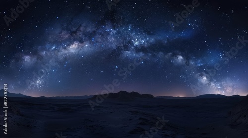 majestic milky way galaxy in dark blue night sky hdri panorama illustration