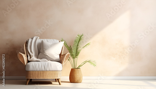 Minimalist interior background with armchair Mockups Design 3D HD, Armchair Mockups Design: Minimalist Interior Background in High Definition 3D Stock Images on Adobe Stock 