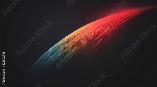 Abstract light flare left top to round circle down of earth, Generations AI illustration.
