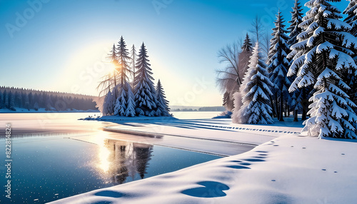 a beautiful winter scene Generative AI
