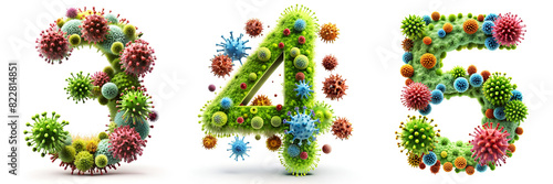 Numbers 3, 4, 5. Alphabet Made of Viruses and Bacteria.