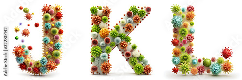 Letters J, K, L. Alphabet Made of Viruses and Bacteria.