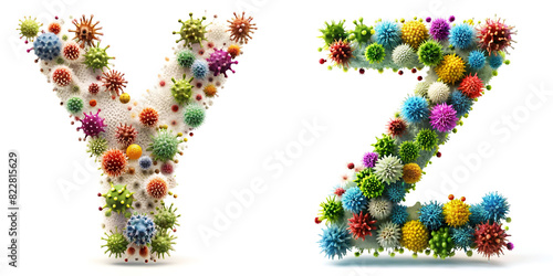 Letters Y, Z. Alphabet Made of Viruses and Bacteria.