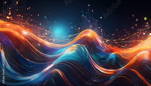 Abstract Digital Waves and Light Patterns