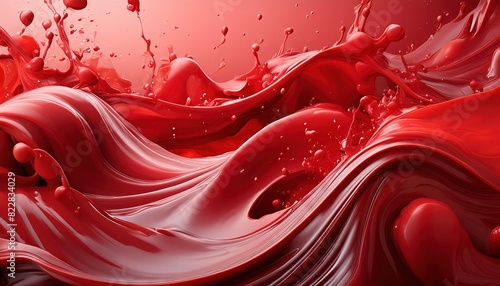 Abstract Flowing Red Liquid Art