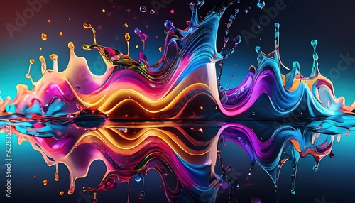 Abstract Colorful Fluid Wave Art