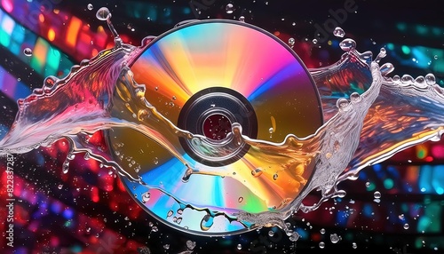Reflective CD in Vibrant Liquid Splash
