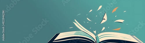 Covered opened book with pages. Vector illustration