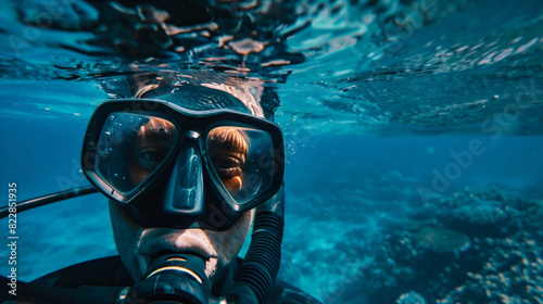 Diver exploring underwater world with scuba gear