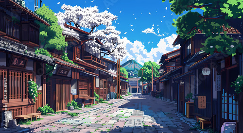 an ancient Japanese town street