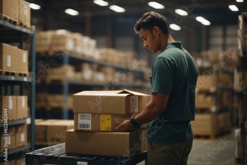 Warehouse workers control and work in distributor warehouses