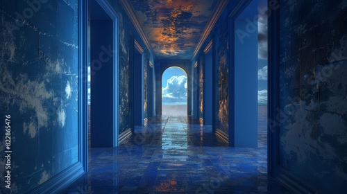 A series of doorways each leading to a different parallel universe,