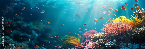 Reef awareness day background concept with copy space area for text. World Oceans Day and World Water Day. Beautiful sea background