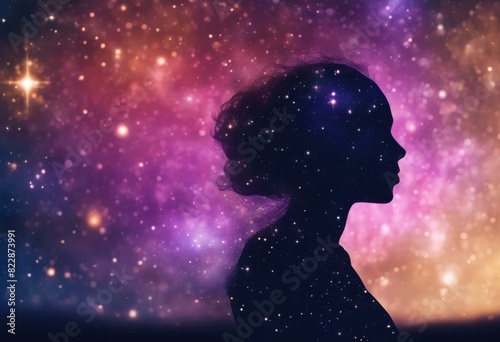 silhouette galaxy universe space illustration wallpaper colorful spirit design human woman 