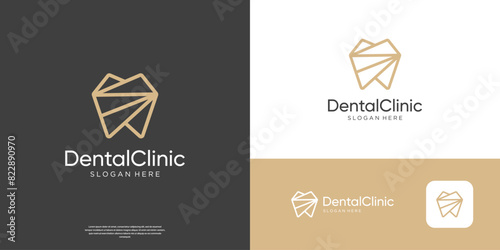 Modern outline teeth logo design for dental clinic or dentistry logo.